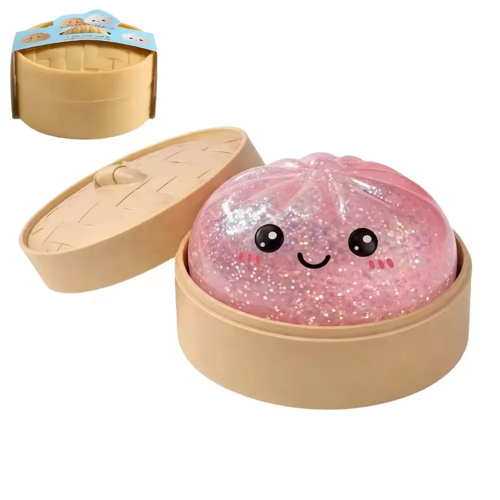 Glitter Dumpling Squishies Toy Set with Box Colorful Simulation Dumpling Sensory Stress Relief Balls for Kids Gift