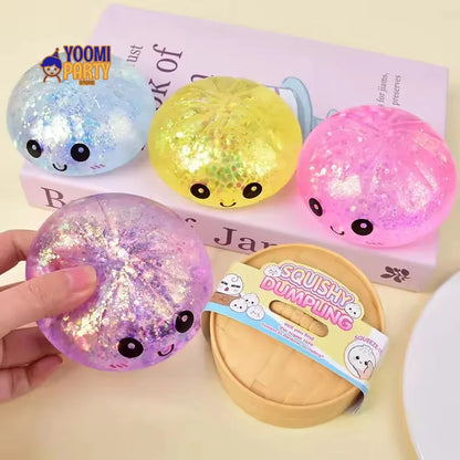 Glitter Dumpling Squishies Toy Set with Box Colorful Simulation Dumpling Sensory Stress Relief Balls for Kids Gift