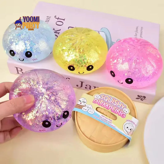 Glitter Dumpling Squishies Toy Set with Box Colorful Simulation Dumpling Sensory Stress Relief Balls for Kids Gift