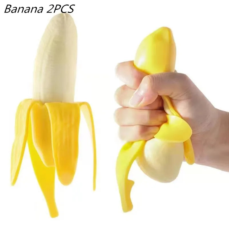 Banana Stress Ball | Cute Fruit Squishy Fidget Toy for Anxiety Relief