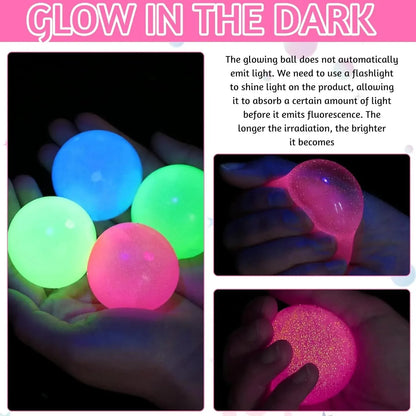 Glow in The Dark Sticky Balls | Squishy Stress Relief Sensory Fidget Toys